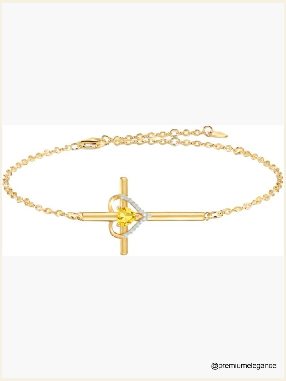 Cross Birthstone Bracelet Adjustable 7"+2" Chain Religious Jewelry Gift for